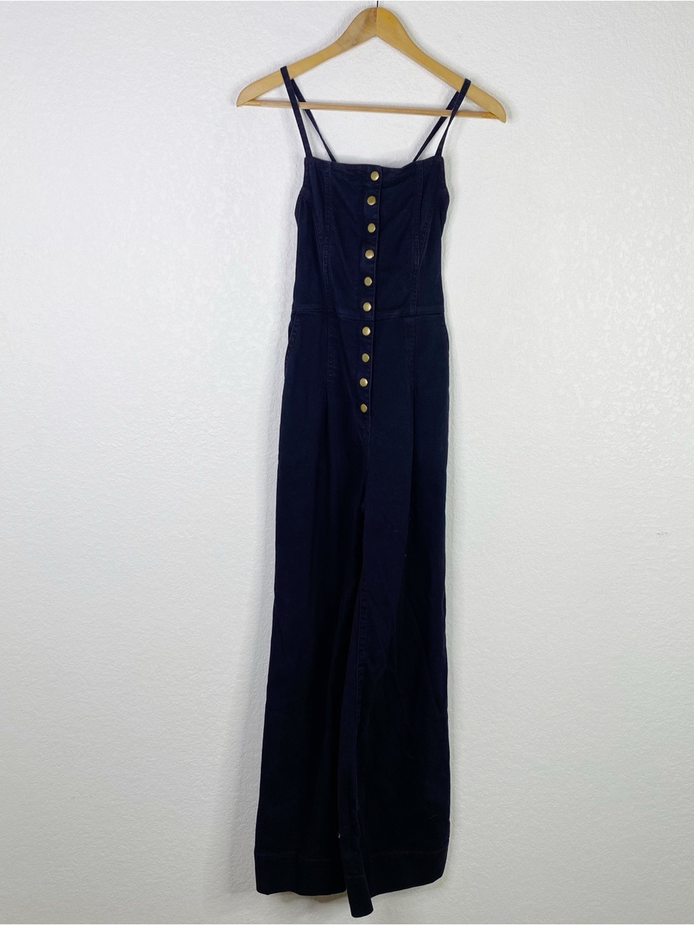Ulla Johnson Black Effie Denim Wide Leg Jumpsuit